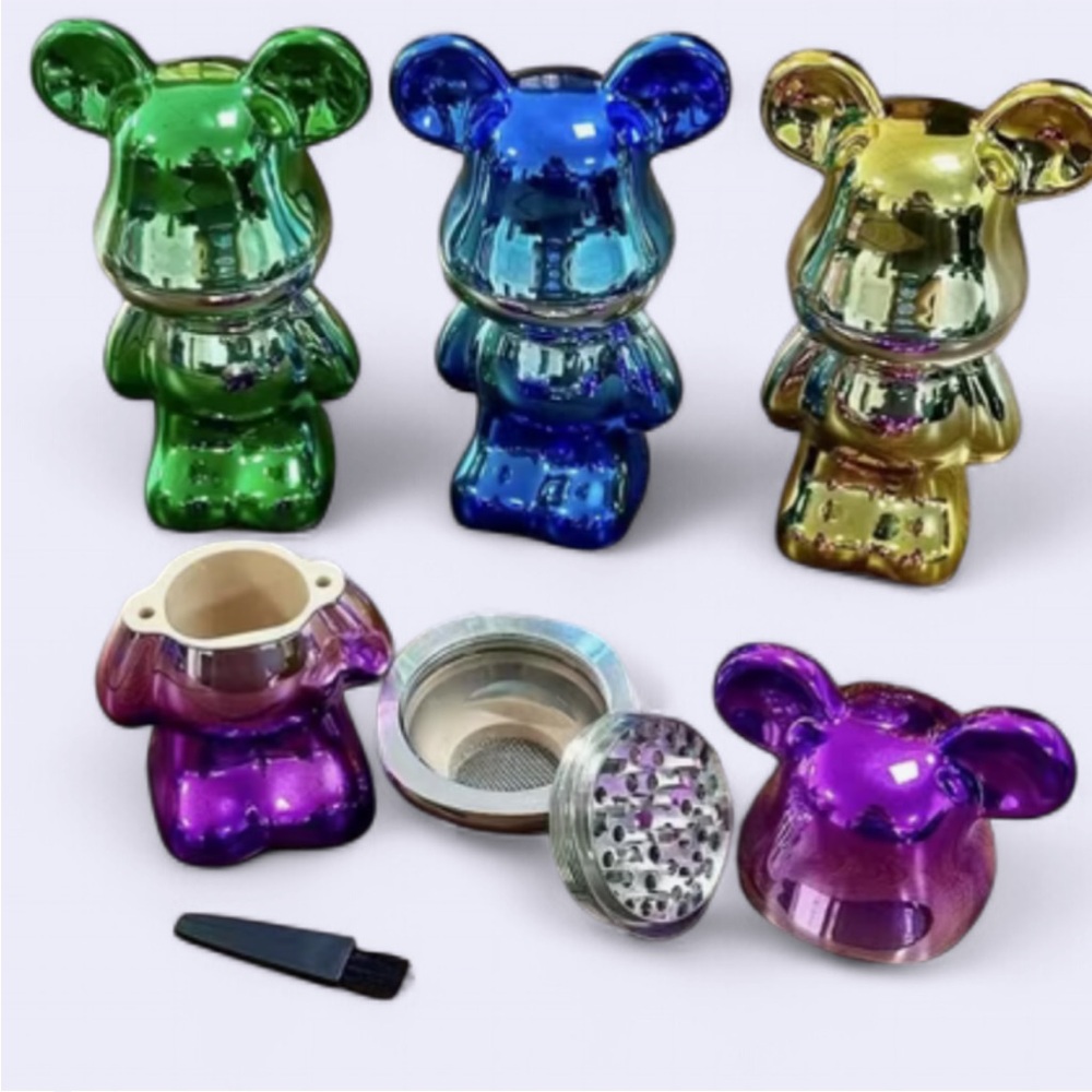 Bearbrick Grinder: Colorful Ceramic Bear Figurine Set